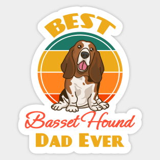 Best Basset Hound Dad Ever Fathers Day Dog puppy Lover Cute Sunser Retro Funny Sticker